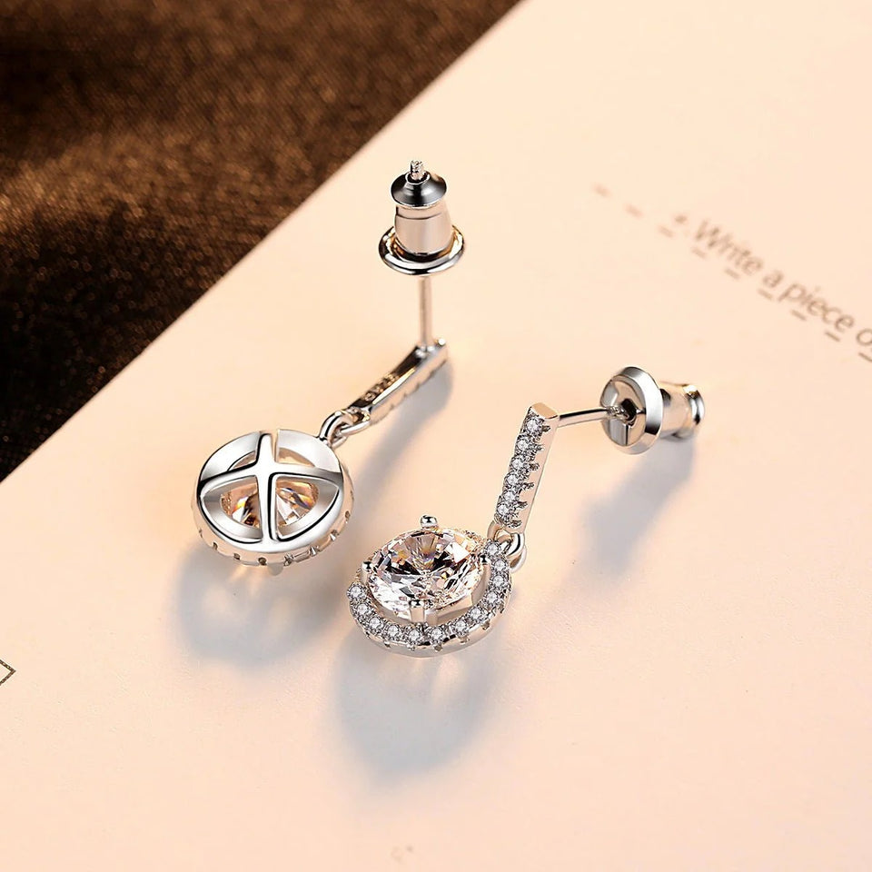 Womens Round Full-Diamond-Inlaid Fashion Earrings