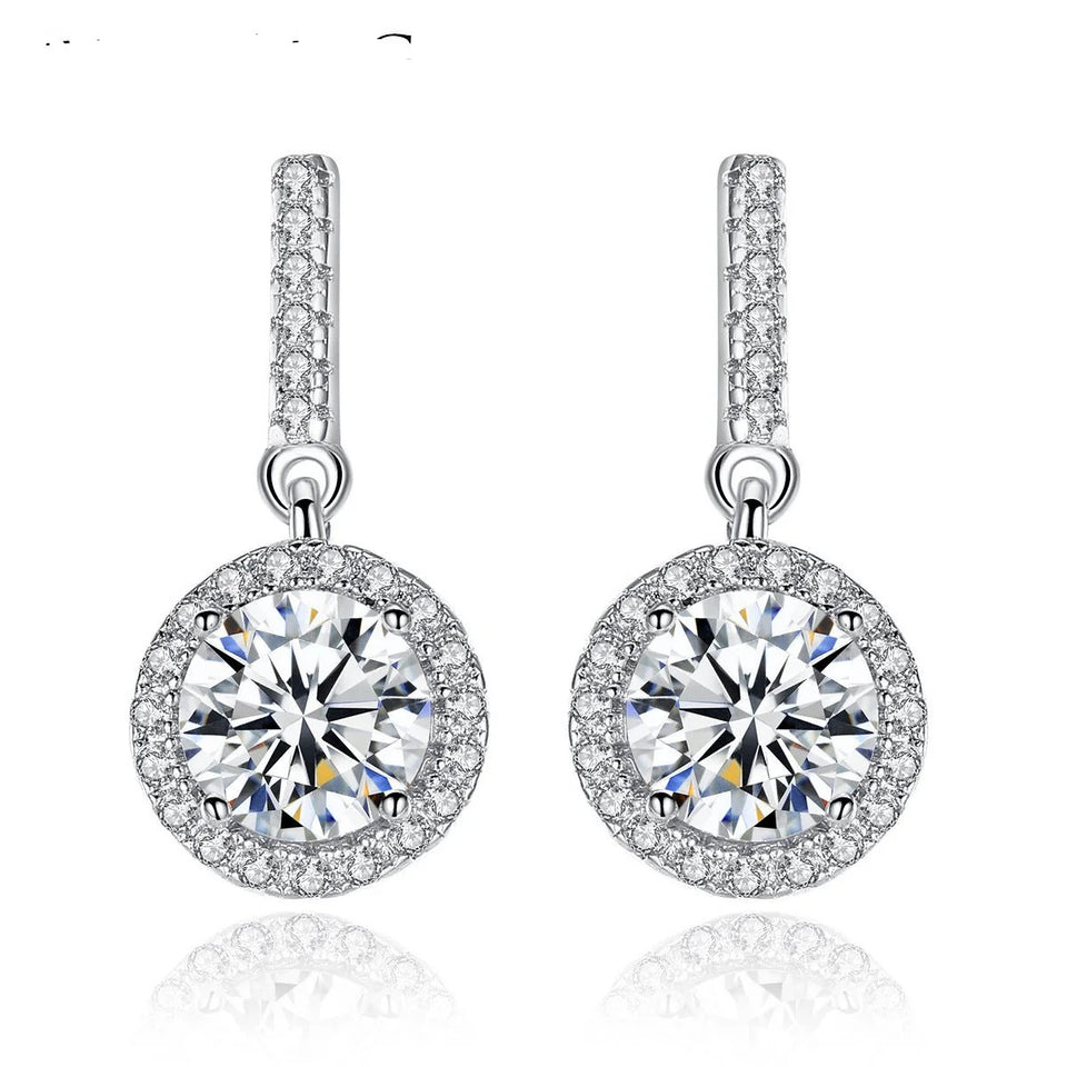 Womens Round Full-Diamond-Inlaid Fashion Earrings